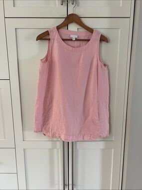 purejill 100% Linen Pink Sleeveless Scoop Neck Tunic Top